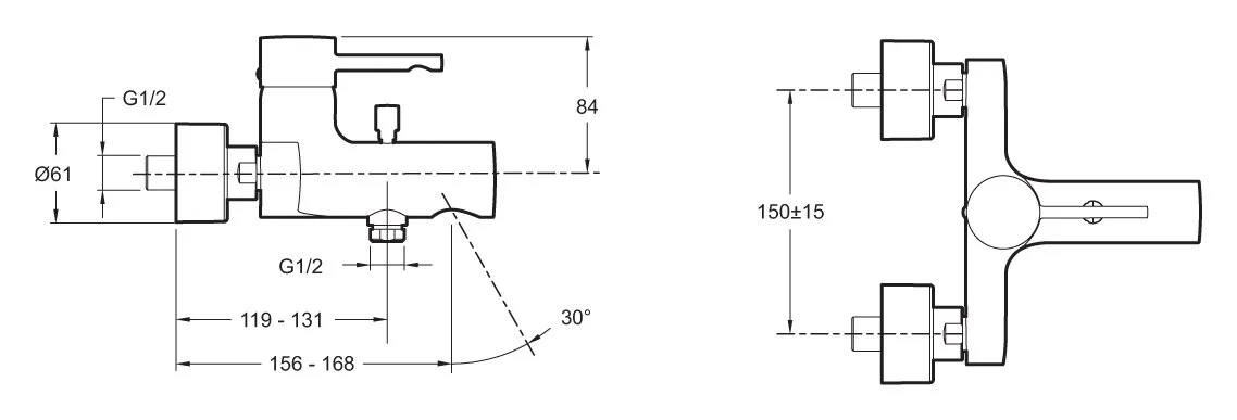 Смеситель для ванны, хром Jacob Delafon Cuff E45532-CP