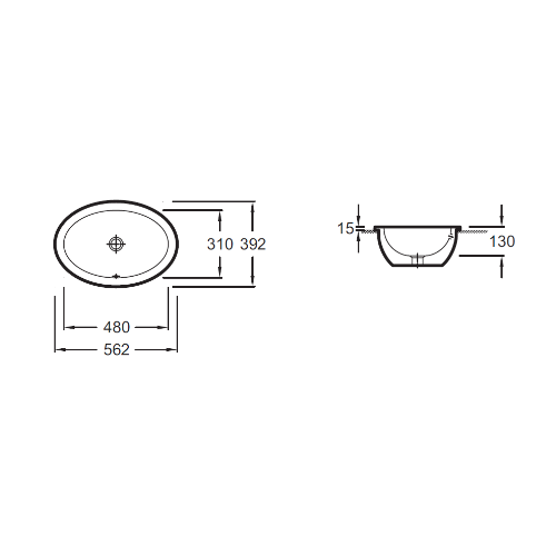 EYH102-00 VOX Раковина овальная, 56 см, белая