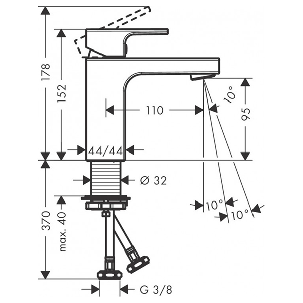 Смеситель для раковины 100, хром Hansgrohe Vernis Shape 71569000