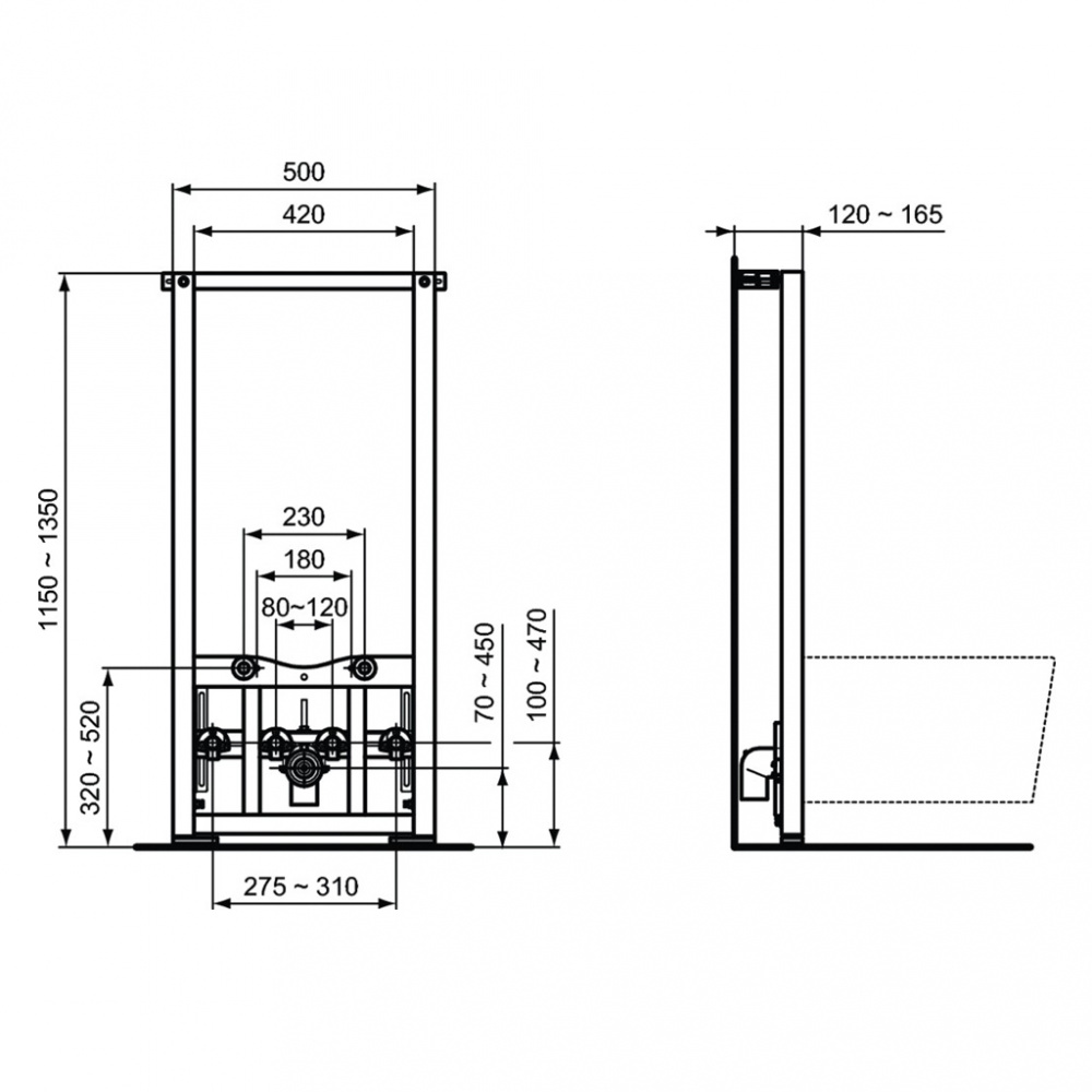Инсталляция для биде Ideal Standard PROSYS, рама для монтажа R016267
