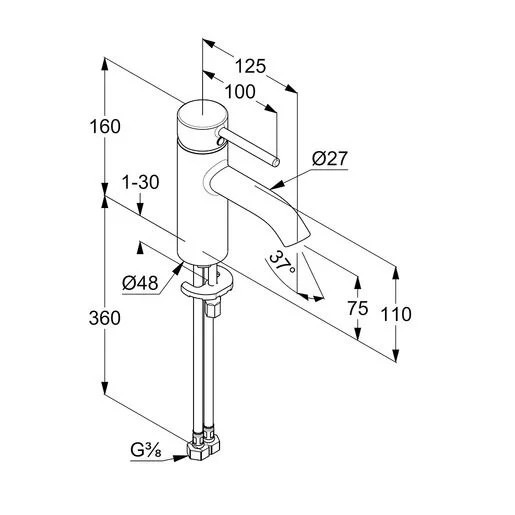 Смеситель для раковины, хром Kludi Bozz 382720576