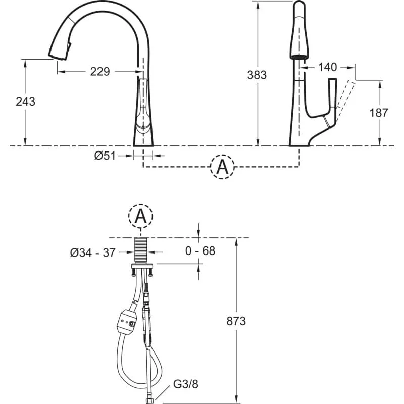 Смеситель для кухни, черный Jacob Delafon Malleco E562-BL