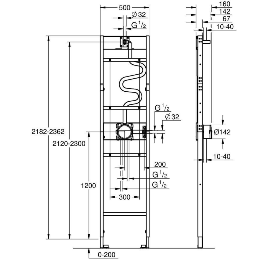 Инсталляция для душа Grohe Rapido Shower Frame 1039949990