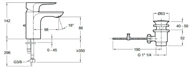 Cмеситель для раковины, хром Jacob Delafon Aleo E72275-4-CP