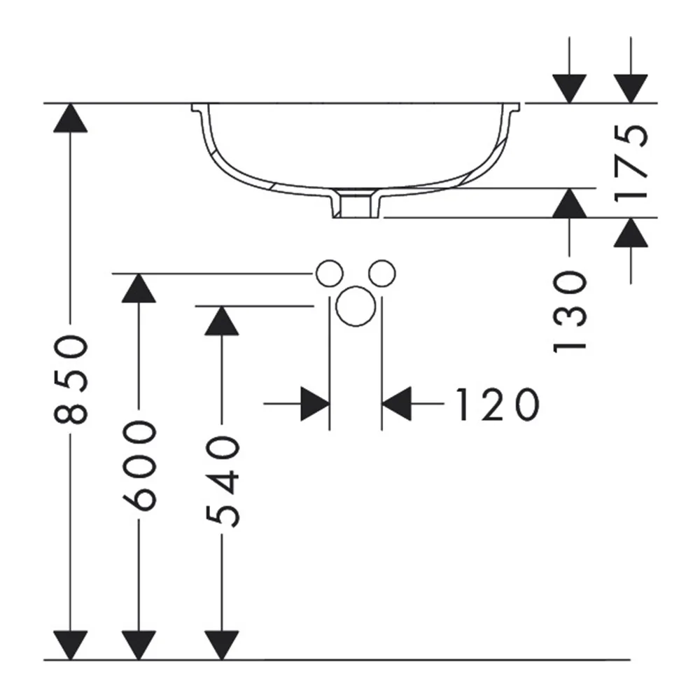 Раковина встраиваемая снизу 45, белая Hansgrohe Xuniva Q 60154450