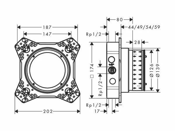 Скрытая монтажная часть Hansgrohe Ibox Universal 2 01500180