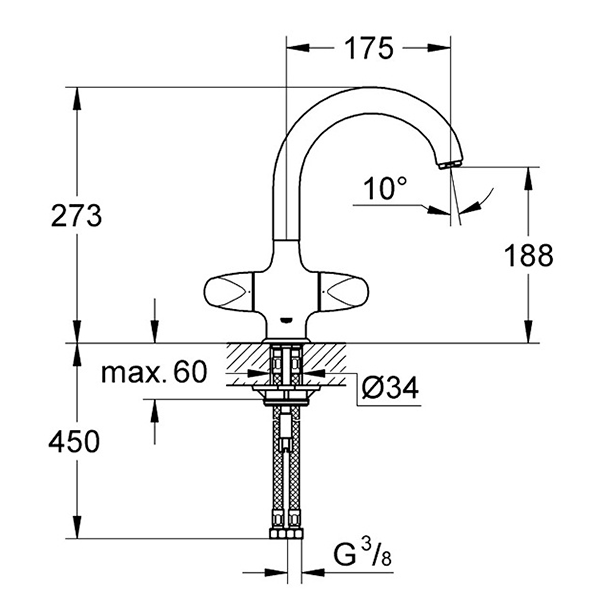 Смеситель для кухни, двухрычажный, хром Grohe Aria 31043000