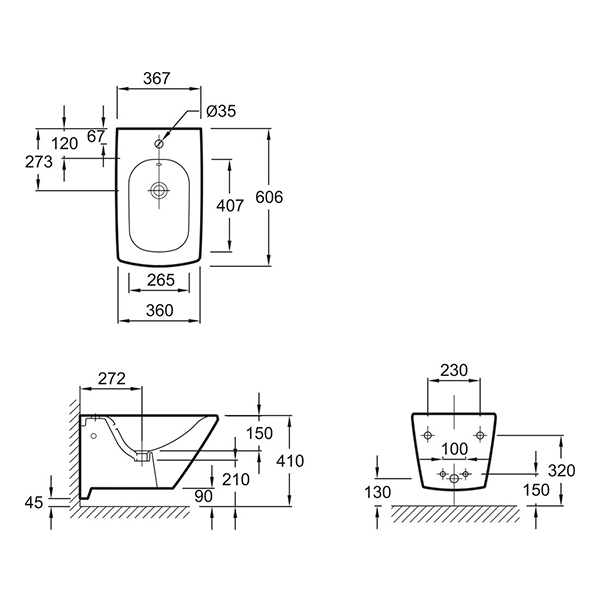 E1298-00 ESCALE Подвесное биде 60х37см Белый