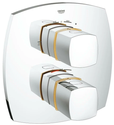 Термостат для душа, на 2 положения, верхняя монтажная часть, хром/золото Grohe Grandera 19937IG0