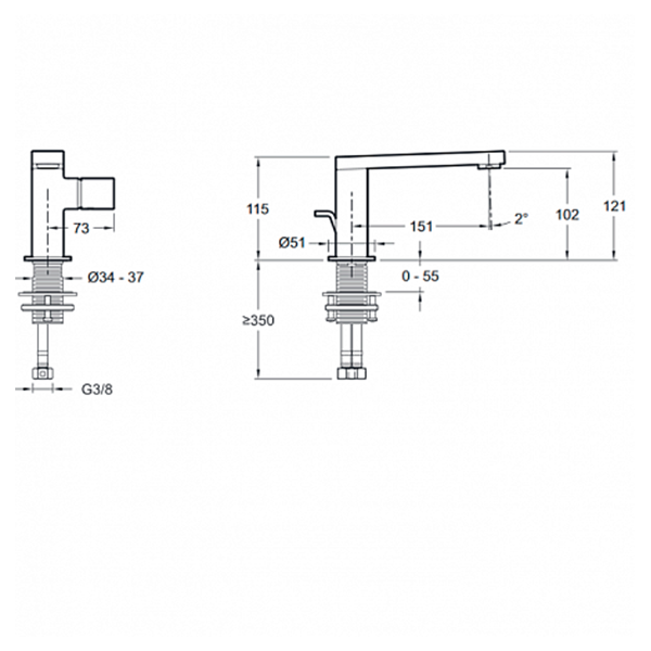 Смеситель для раковины, титан Jacob Delafon Composed E73050-ND-TT