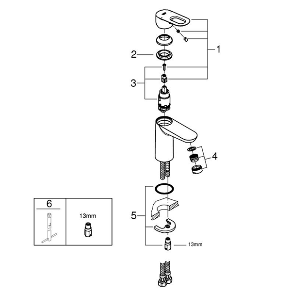 Смеситель для раковины, размер S, хром Grohe BauLoop 23337000