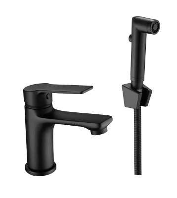 Смеситель для раковины с гигиеническим душем, черный ESKO Singapore black SB 27H