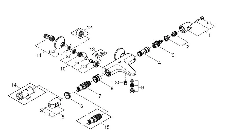 Термостат для ванны, хром Grohe Grohtherm 1000 34816003