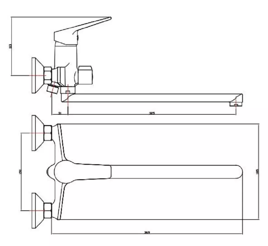 Смеситель для ванны, длинный излив, хром ESKO Murano MR 31