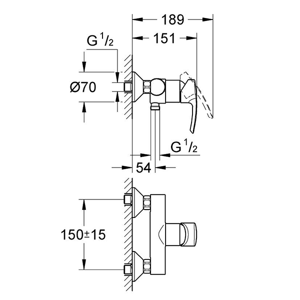 Смеситель для душа, хром Grohe Eurostyle 33590001