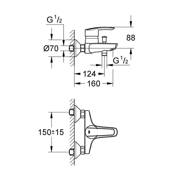 Смеситель для ванны, наружный, хром Grohe Start 32278000
