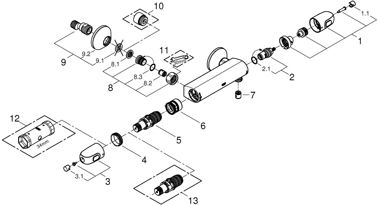 Термостат для душа, хром Grohe Grohtherm 1000 34143003