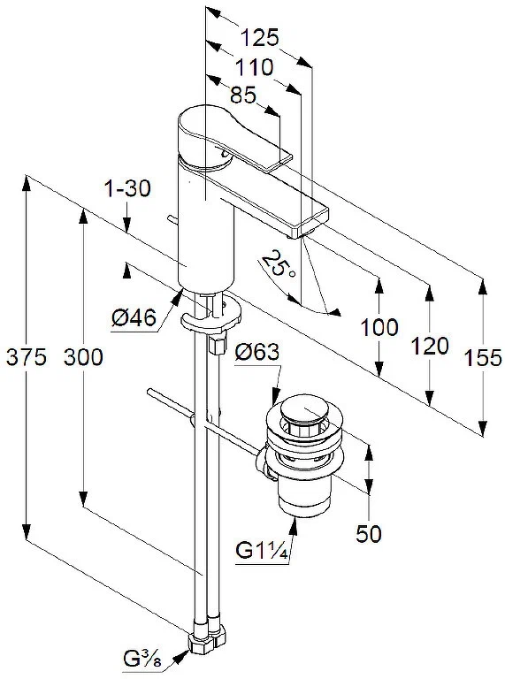 Смеситель для раковины, хром Kludi Bozz 482900565