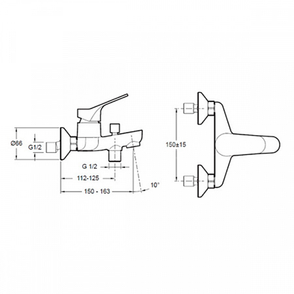 Смеситель для ванны, хром Jacob Delafon Brive E75766-CP
