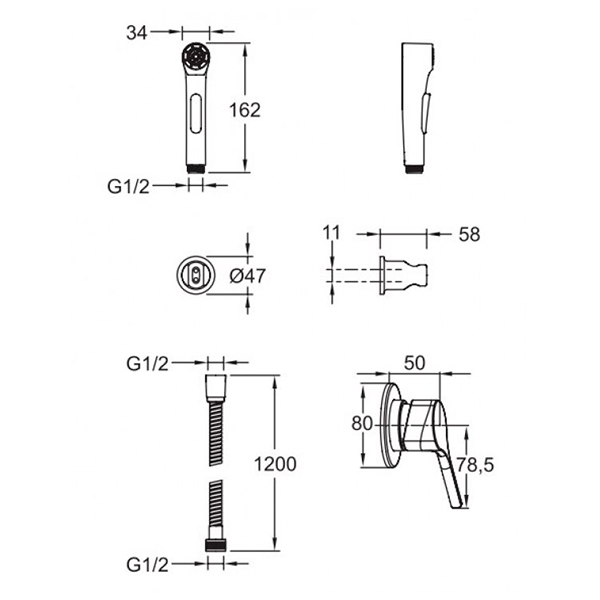 Гигиенический душ со смесителем, хром Jacob Delafon Elate E24610-CP