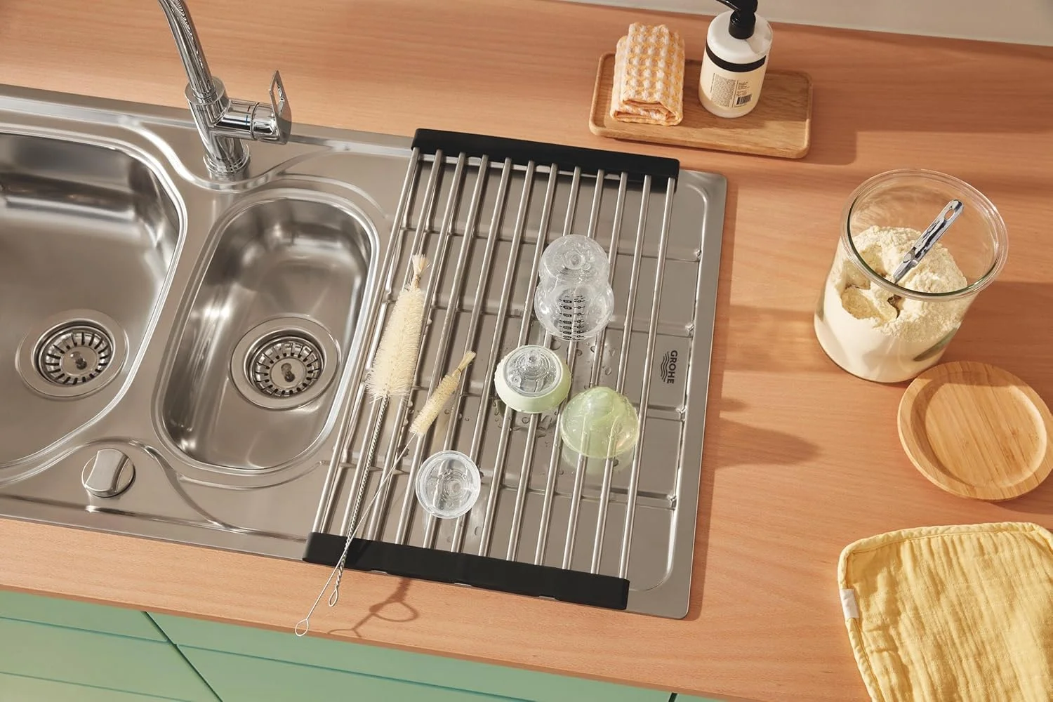 Складная большая полка для посуды 490x348, нержавеющая сталь Grohe 40854SD0