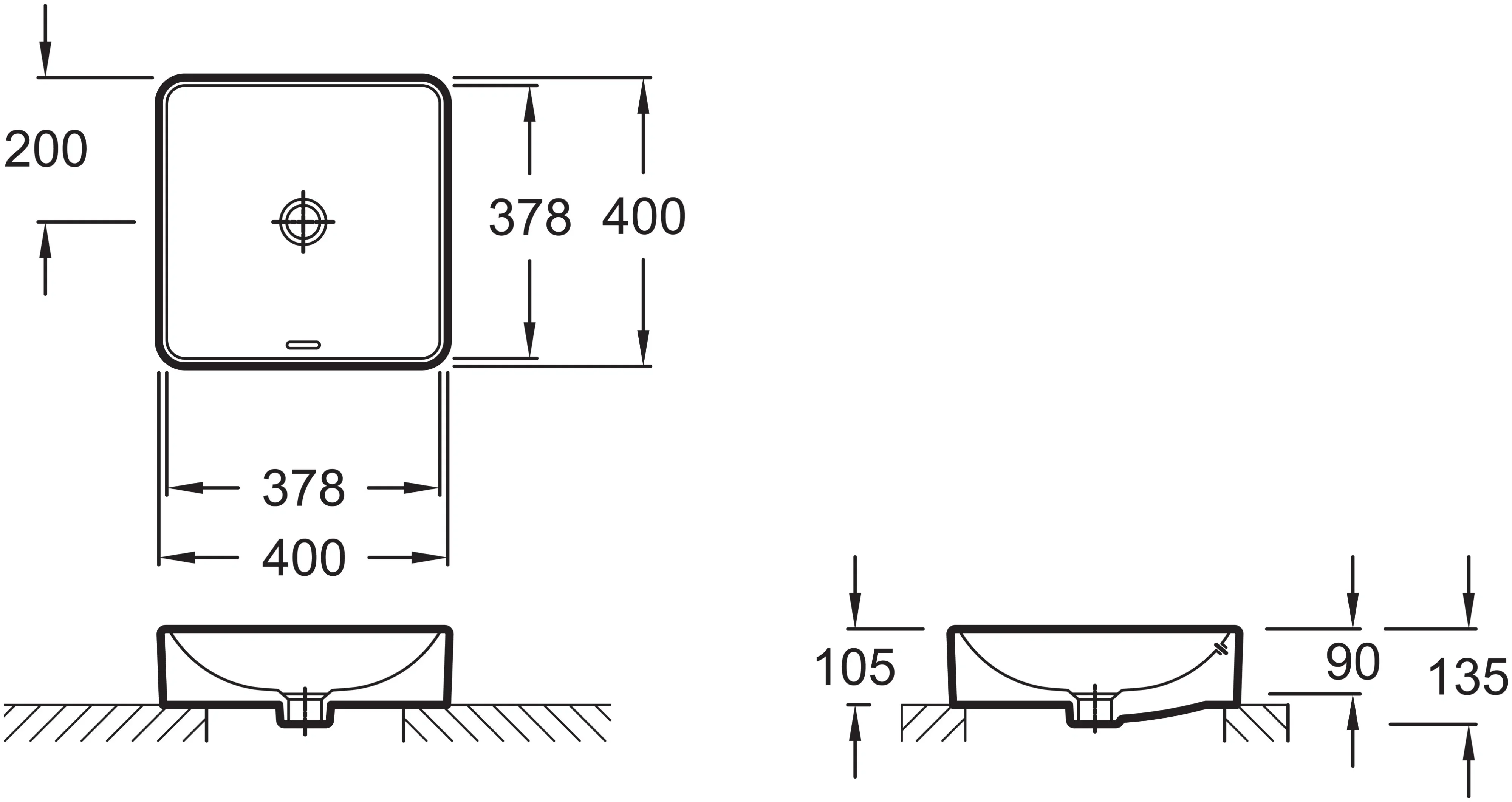 EVG102-PN1VOX  накладная раковина 40*40 см, розовый шелк