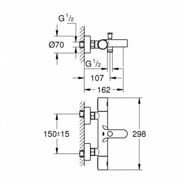 Термостат для ванны, наружный, хром Grohe Grohtherm 800 34766000