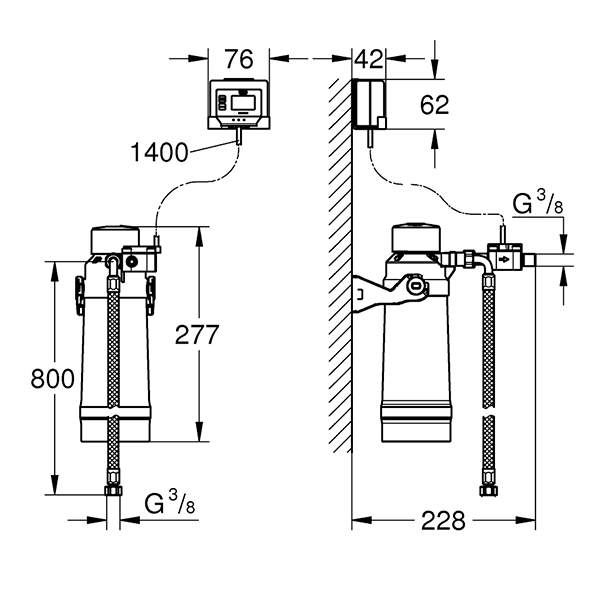 40438001 Комплект подключения для смесителя Blue, Red