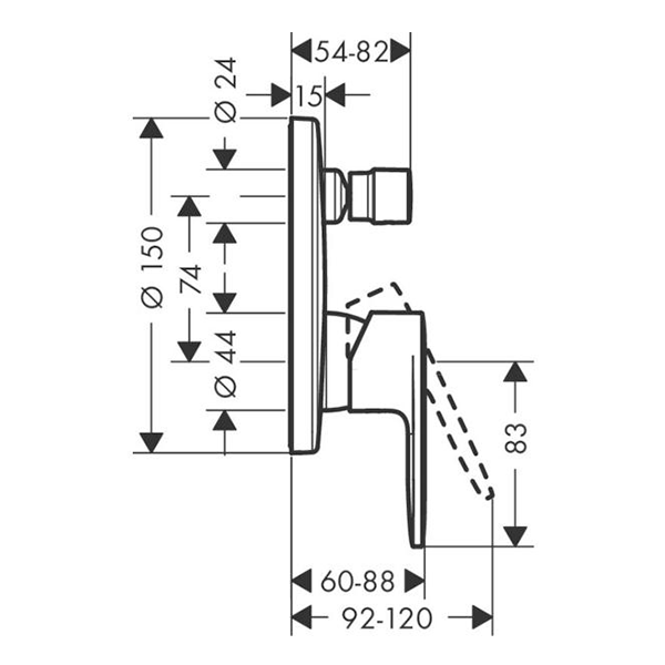 Смеситель для ванны, черный Hansgrohe Vernis Blend 71467670