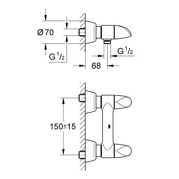 Смеситель для душа, наружный, хром Grohe Aria 26008000