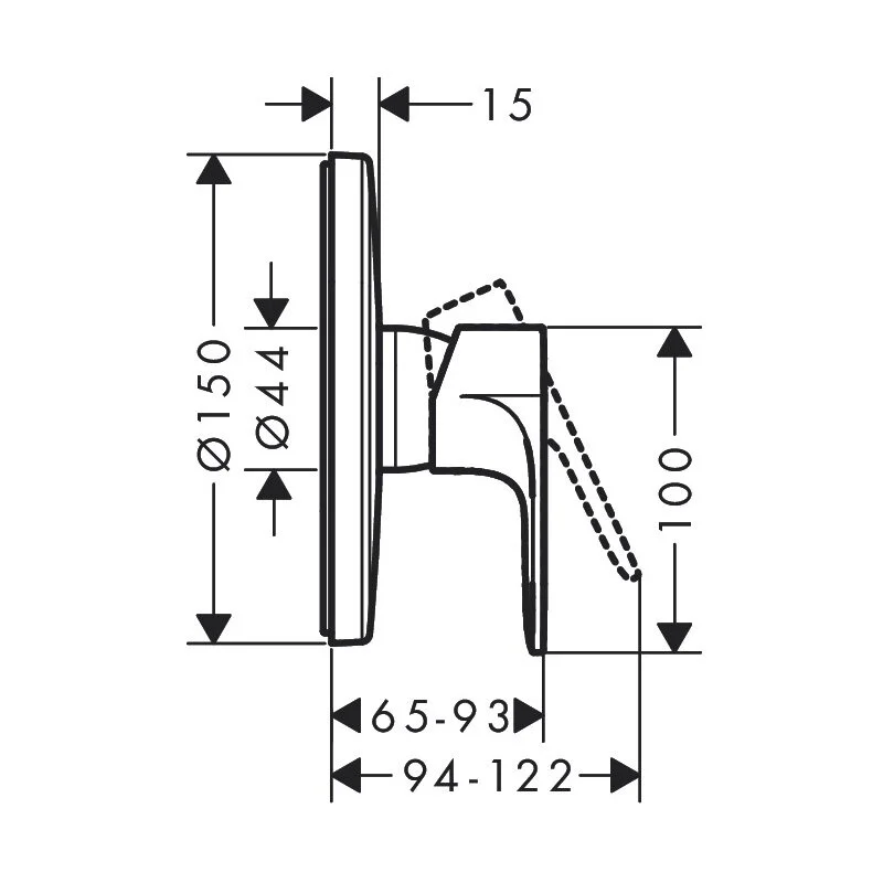 Смеситель для душа, встраиваемый, внешняя часть, черный Hansgrohe Rebris S 72667670