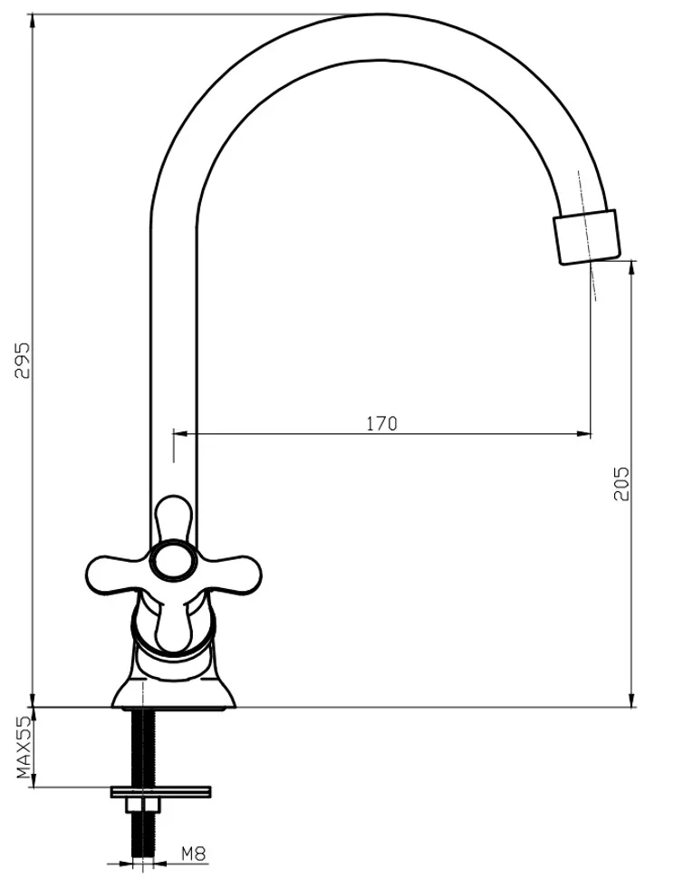 Смеситель для кухни, поворотный излив, хром VODA Ladoga LDG519