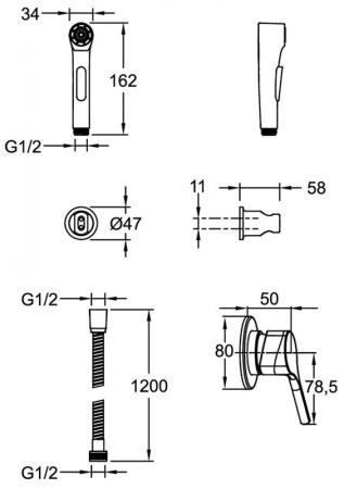 Гигиенический душ со смесителем, черный Jacob Delafon Elate E24610-BL