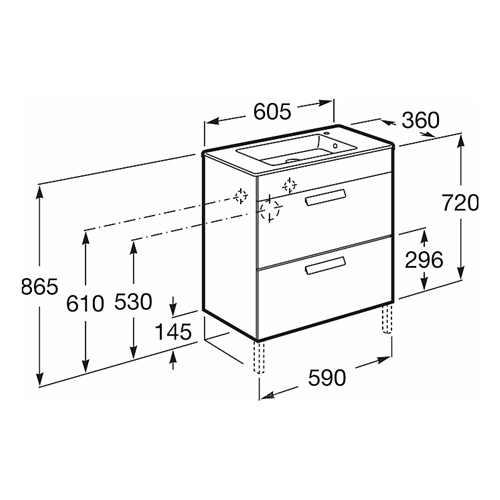 Раковина встраиваемая сверху 60, белая Roca Debba Unik 732799H00Y