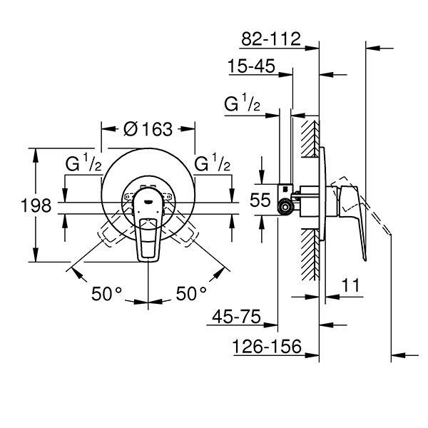 Смеситель для душа, однорычажный, хром Grohe BauLoop 29080001