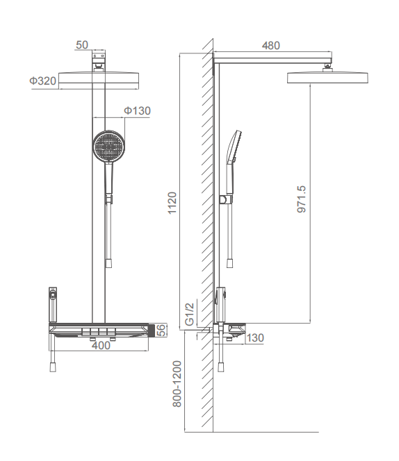 Душевая система с термостатом, серый SSWW SAQM019A-GA4-1