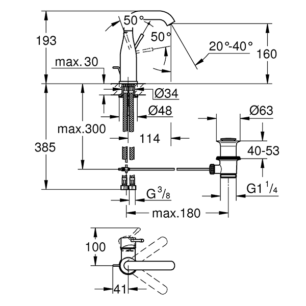 23462GN1 Essence New Смеситель для раковины, холодный рассвет матовый