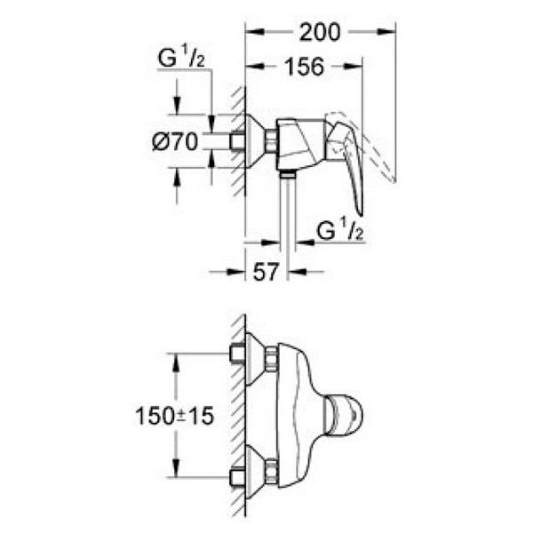 Смеситель для ванны, длинный излив, хром Grohe Eurodisc 33569001S