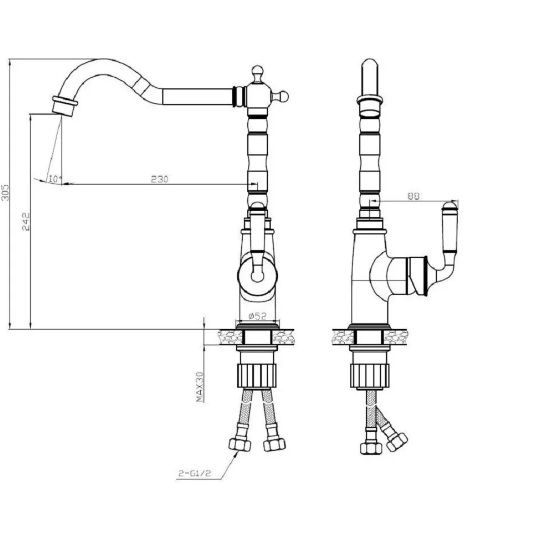 Смеситель для кухни, черный ESKO Florence FR 03 B