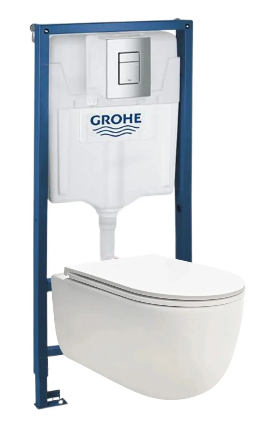 Комплект 4в1: Инсталляция с панелью смыва 38772001, унитаз с сиденьем WCT3011 SSWW K24020101