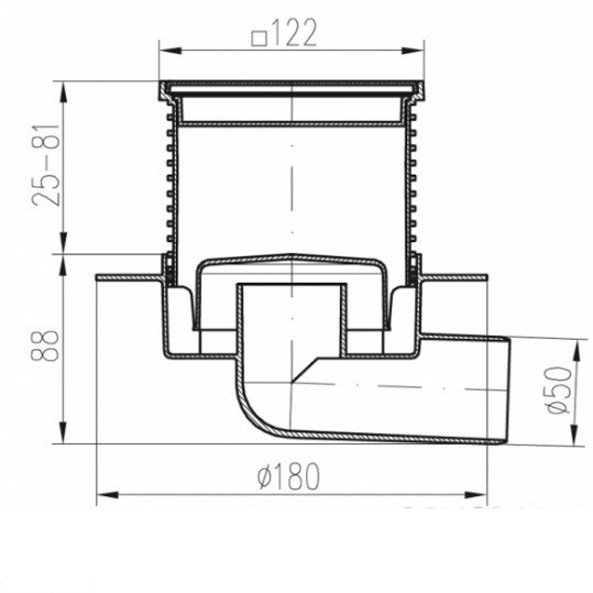 Трап точечный для пола, боковой слив MCH G425XL