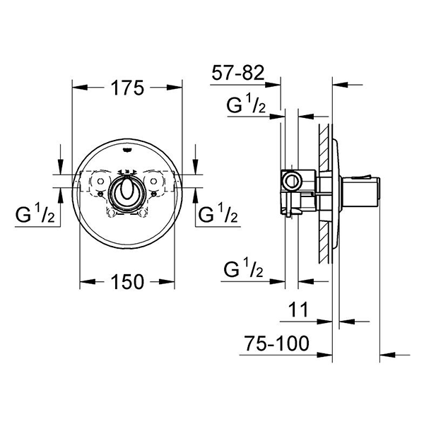 34160000 Grohtherm 1000 Центральный Термостат без излива, накладная панель 