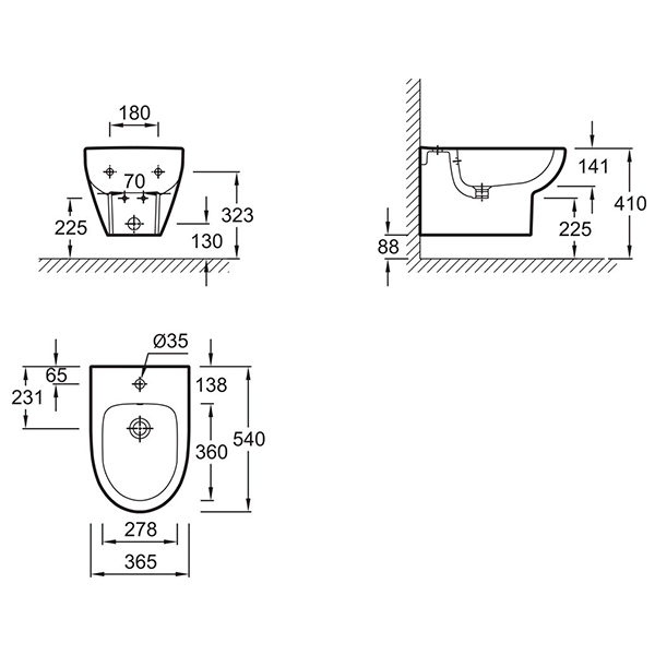 Биде подвесное, биде Jacob Delafon Odeon Up E4765-00
