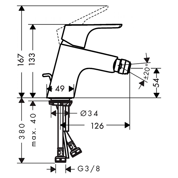 Смеситель для биде с донным клапаном, хром Hansgrohe Focus 31920000