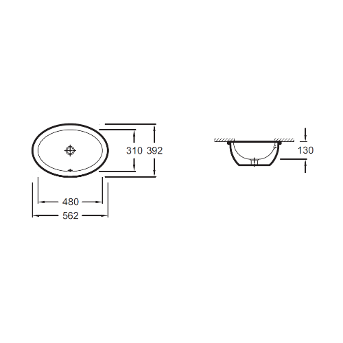 EYG102-00 VOX Раковина овальная VOX, 48см , белая  