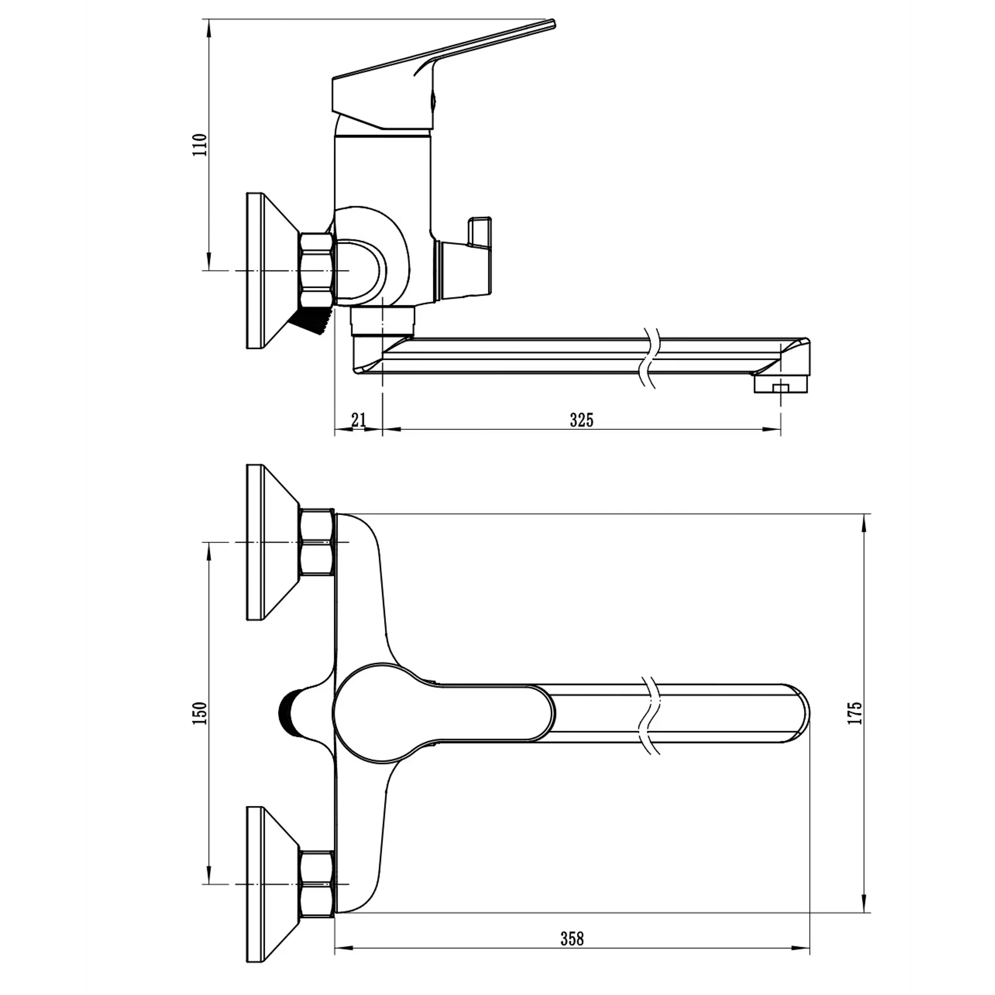 Смеситель для ванны, хром VODA Tide TD31