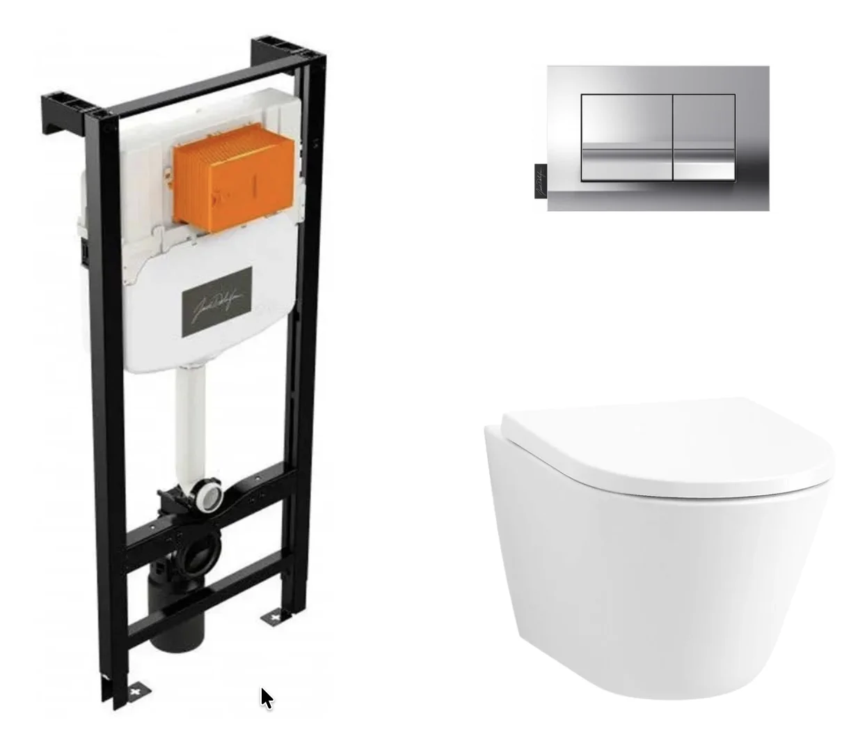 Комплект 4в1: Инсталляция c унитазом Jacob Delafon Bastille E24156-NF/E20858-CP/EDAS102-00/E34201-00