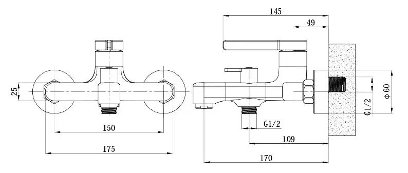 Смеситель для ванны, хром ESKO Canberra CR54
