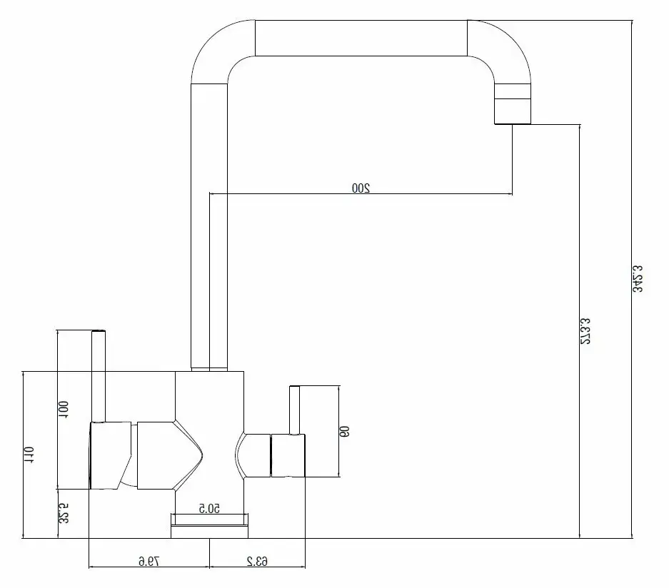 Смеситель для кухни, с подключением к фильтру, хром VODA FW519