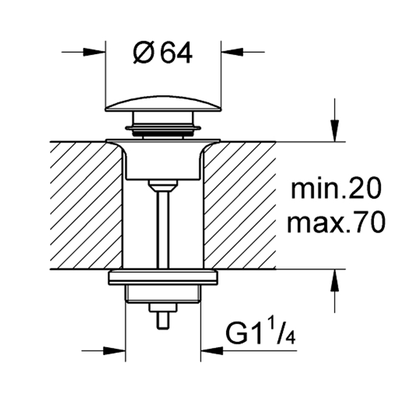 Донный клапан для раковины, универсальный, хром Grohe 65807000